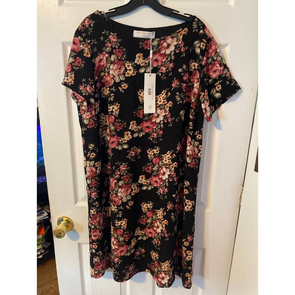 The Office Edit x Kiki LaRue Woman In Charge Dress Black Mauve Floral Large